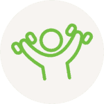 Enkelt tegnet av en person som holder vekter med armene hevet.